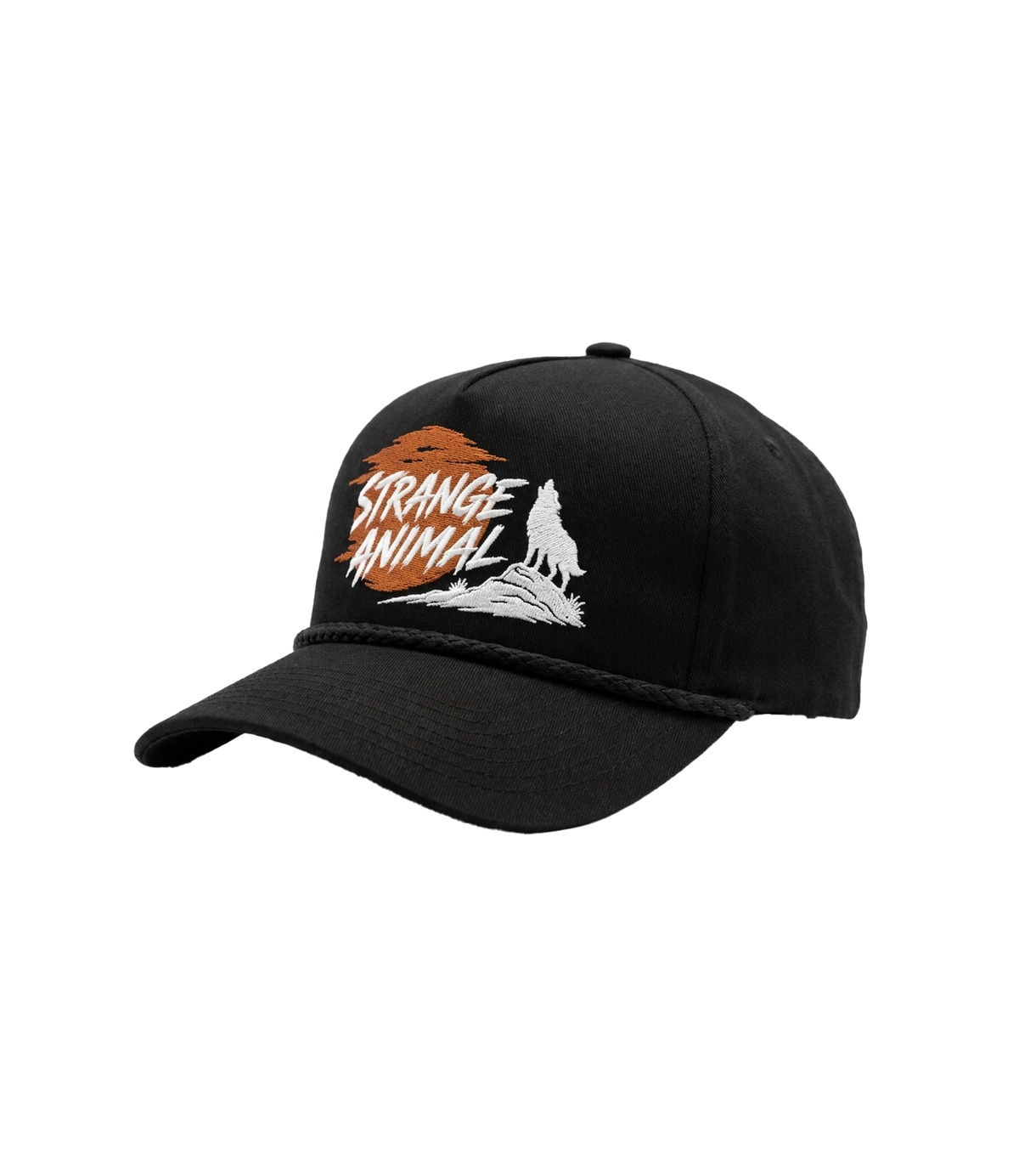 Strange Animal black rope hat, side