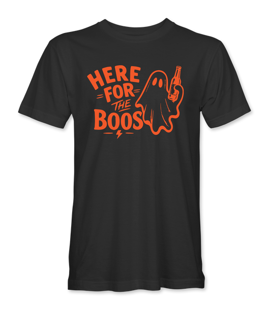 Here For The Boos black t-shirt, front