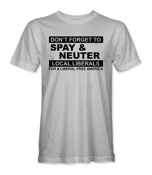 Spay & Neuter Local Liberals heather gray t-shirt, front