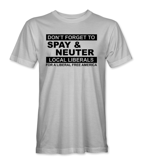 Spay & Neuter Local Liberals heather gray t-shirt, front