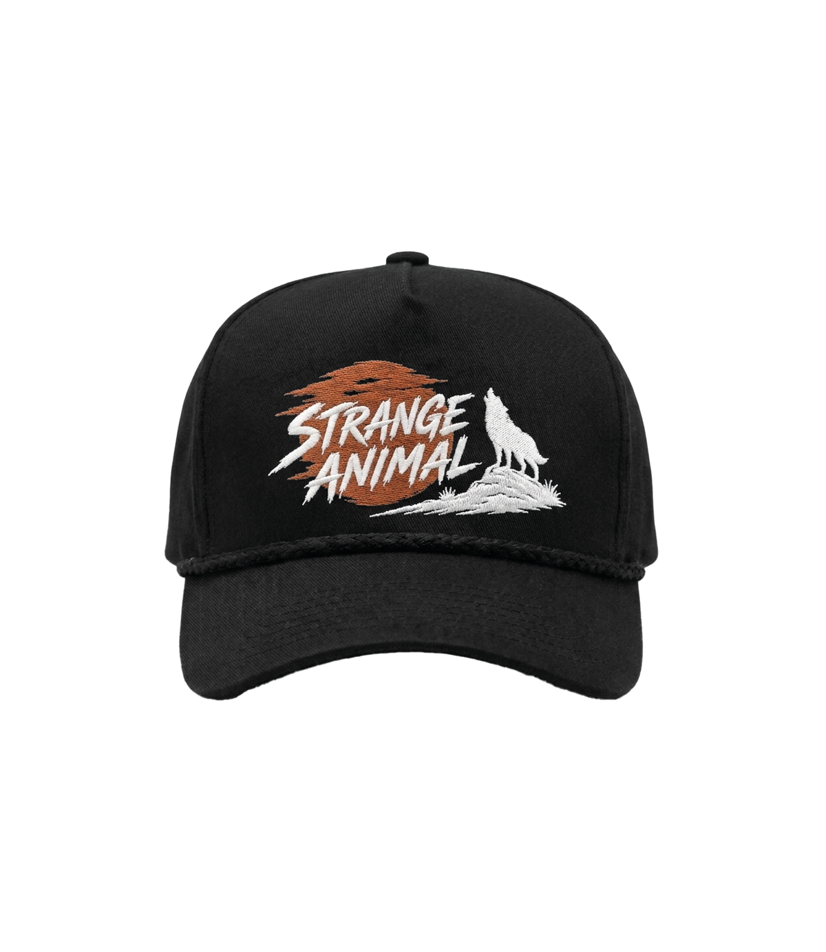 Strange Animal black rope hat, front
