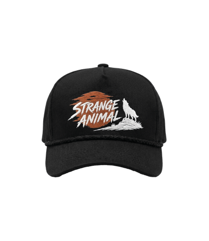Strange Animal black rope hat, front