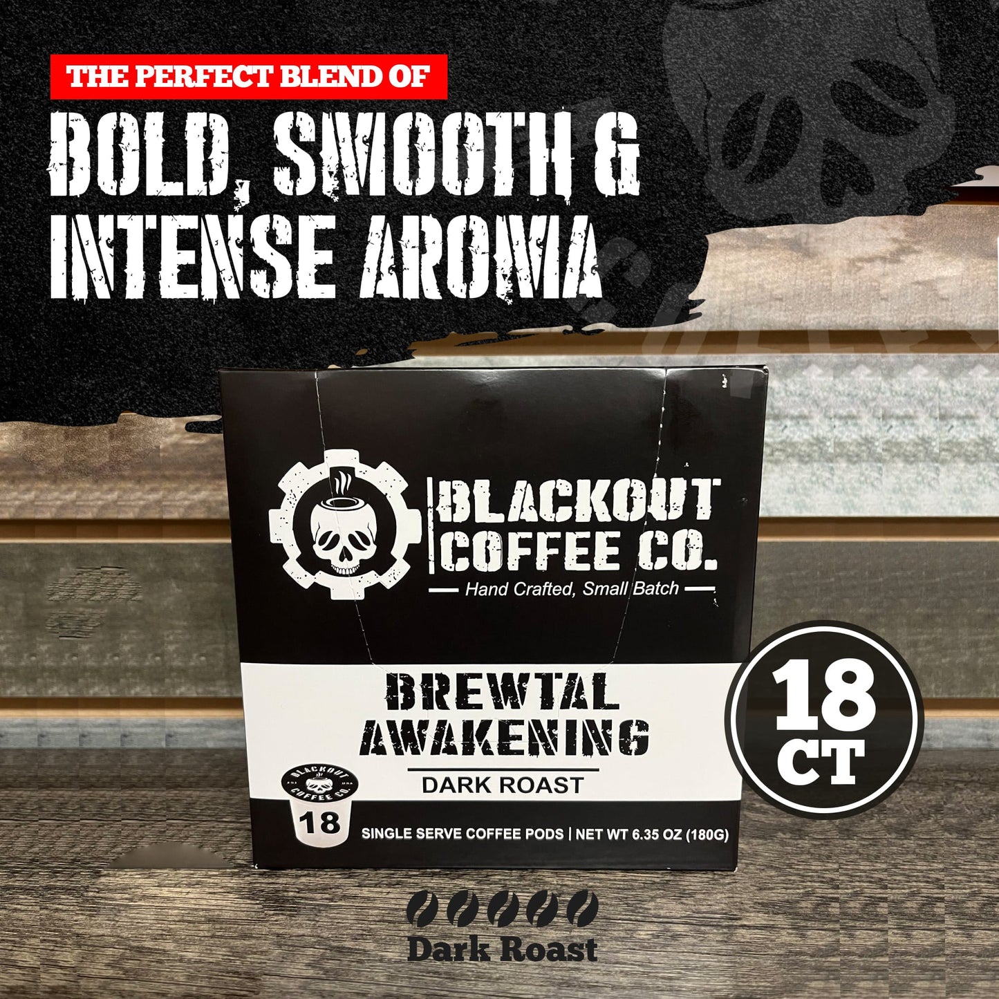 BREWTAL AWAKENING DARK ROAST COFFEE PODS 18CT