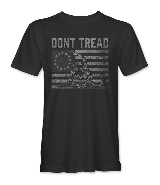Don't Tread black t-shirt, front