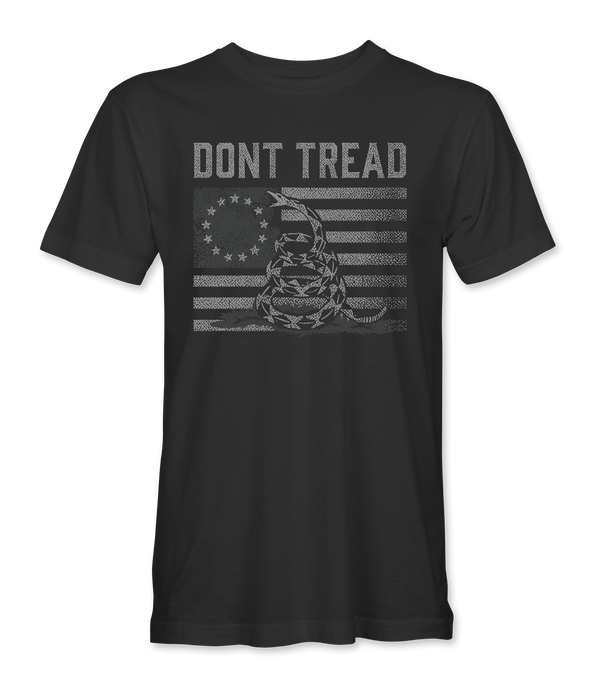 Don't Tread black t-shirt, front