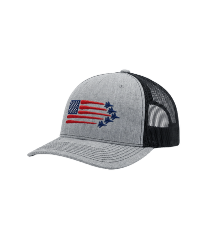American Flag Jets Embroidered Hat side
