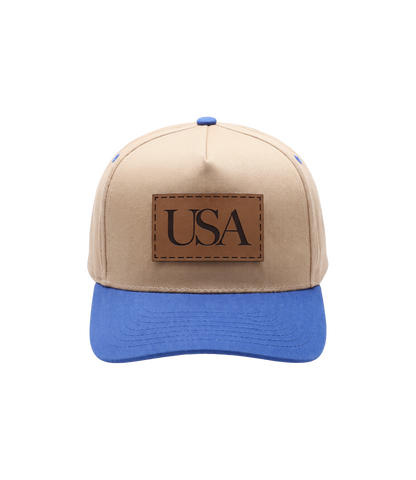 USA Leather Patch Hat front