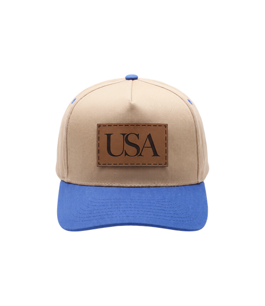 USA Leather Patch Hat front