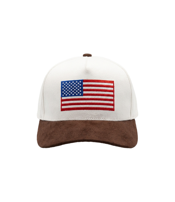 American flag suede hat, front